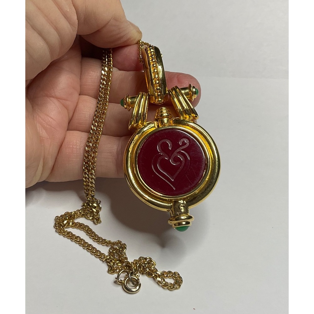 Vintage TOVA BEVERLY HILLS PERFUMED POWDER REVERSIBLE PENDANT w/18" Chain